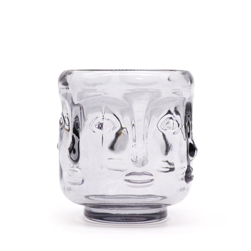 Buddha pressed glass Buddha Faces Candle Jar - Midnight Grey Product Image