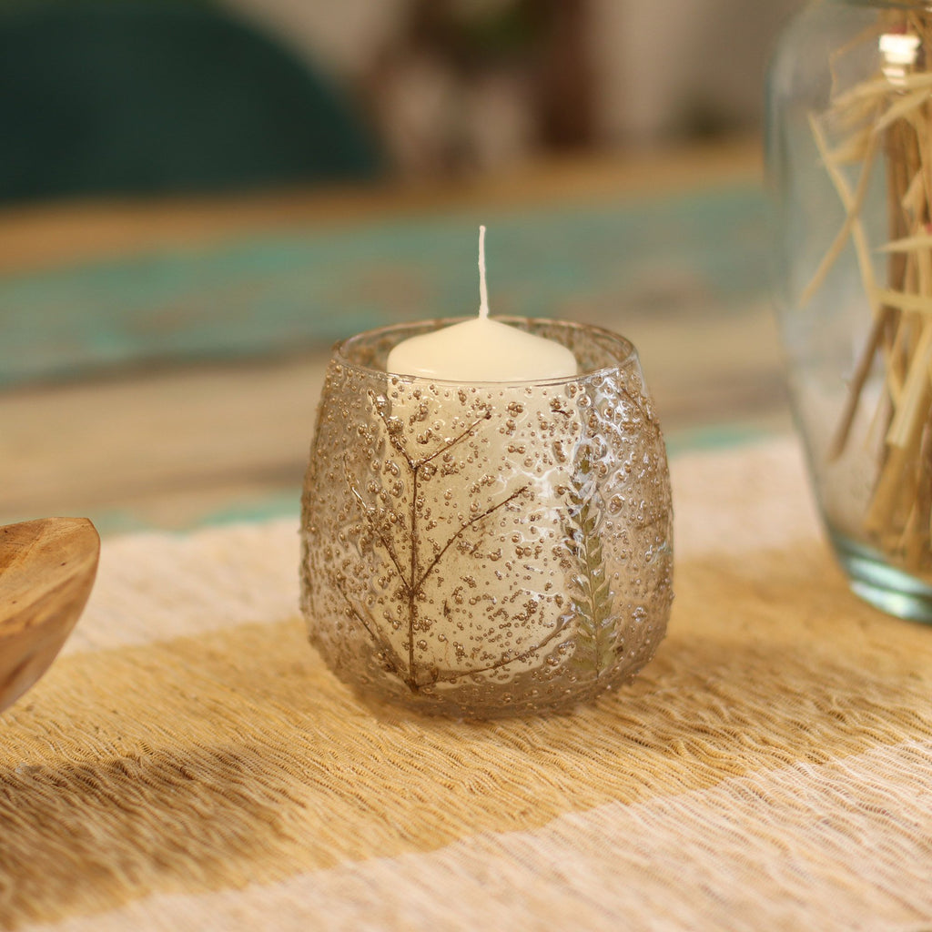 Large Recycled Glass Straight Candle Holder