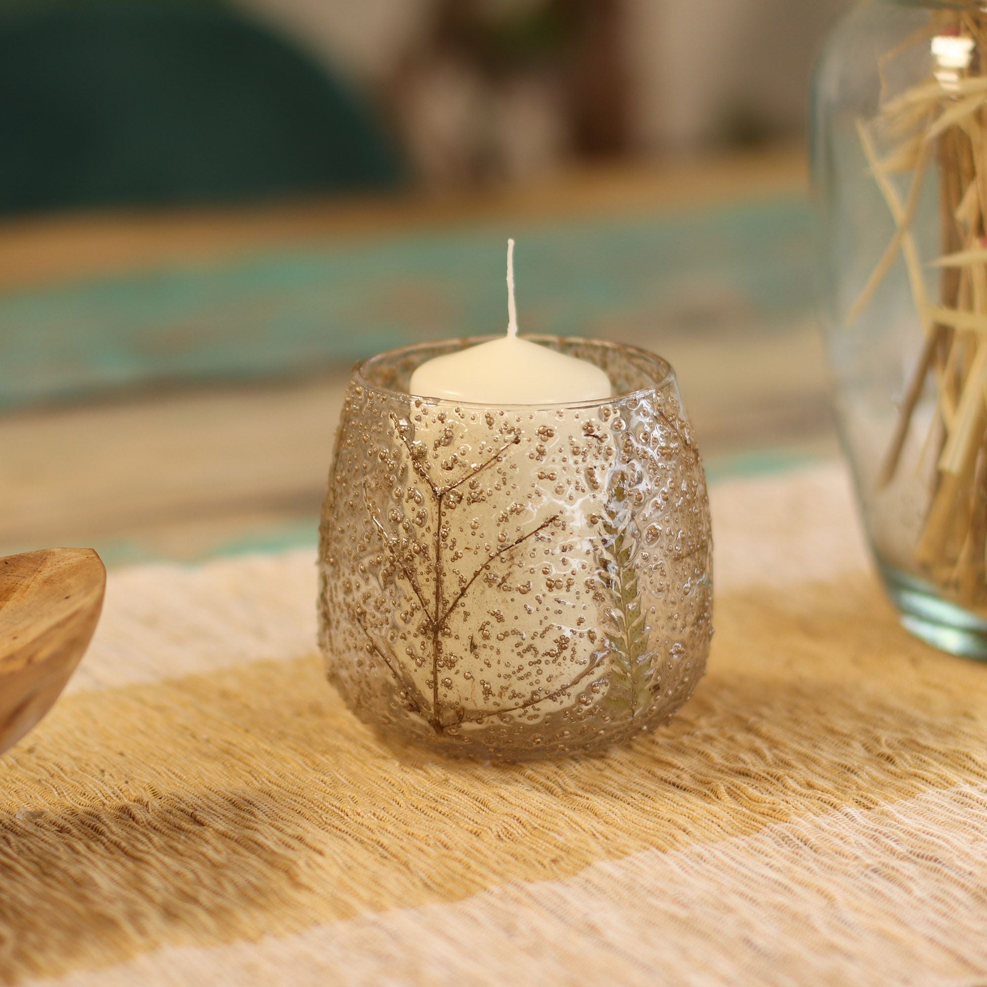 Large Recycled Glass Straight Candle Holder