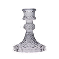 Candle Stand pressed glass Vintage Dinner Candle Holder - Midnight Grey Product Image
