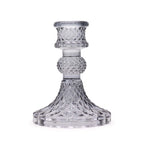 Candle Stand pressed glass Vintage Dinner Candle Holder - Midnight Grey Product Image