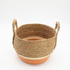 Large Seagrass Baskets Natural Orange Set of Three