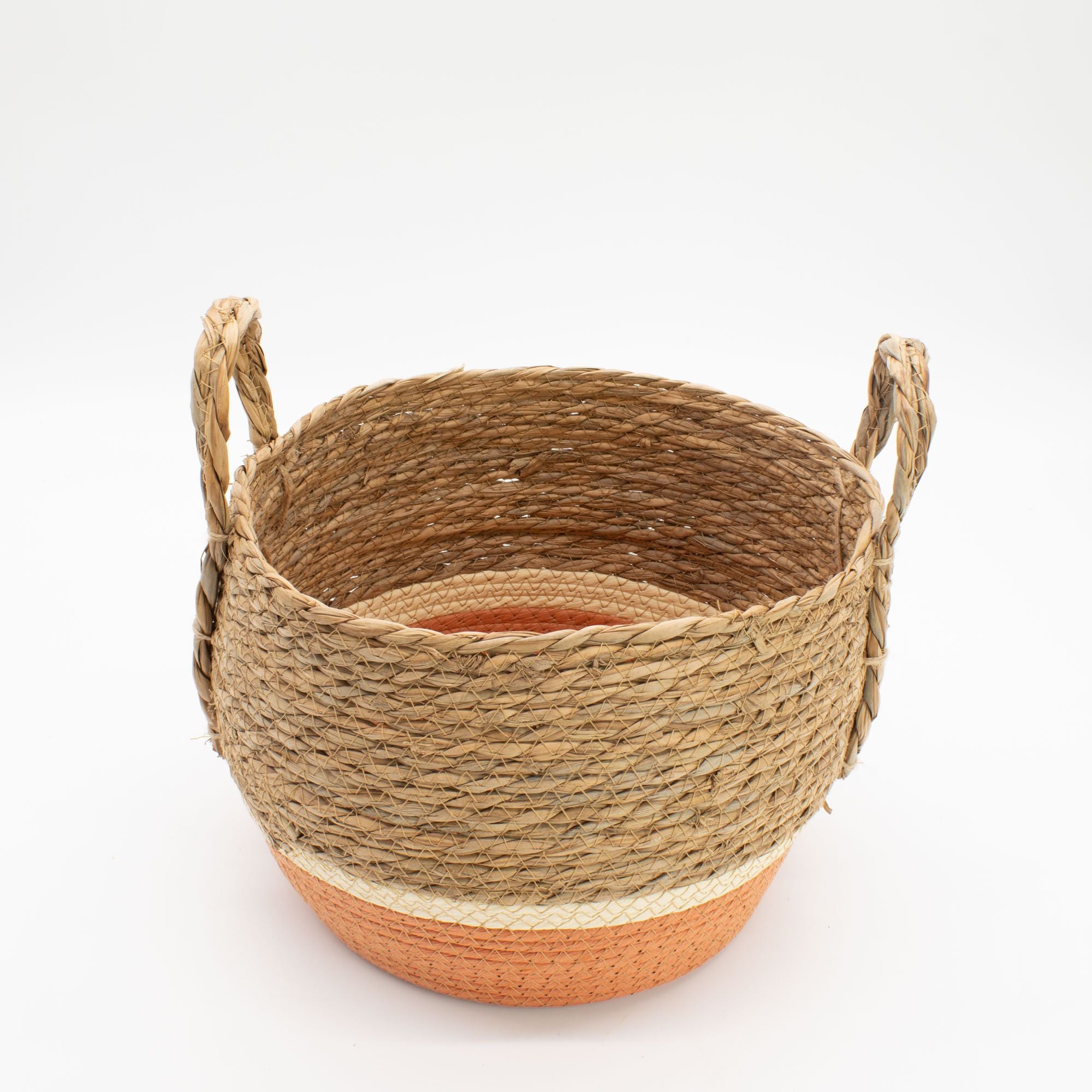 Large Seagrass Baskets Natural Orange Set of Three