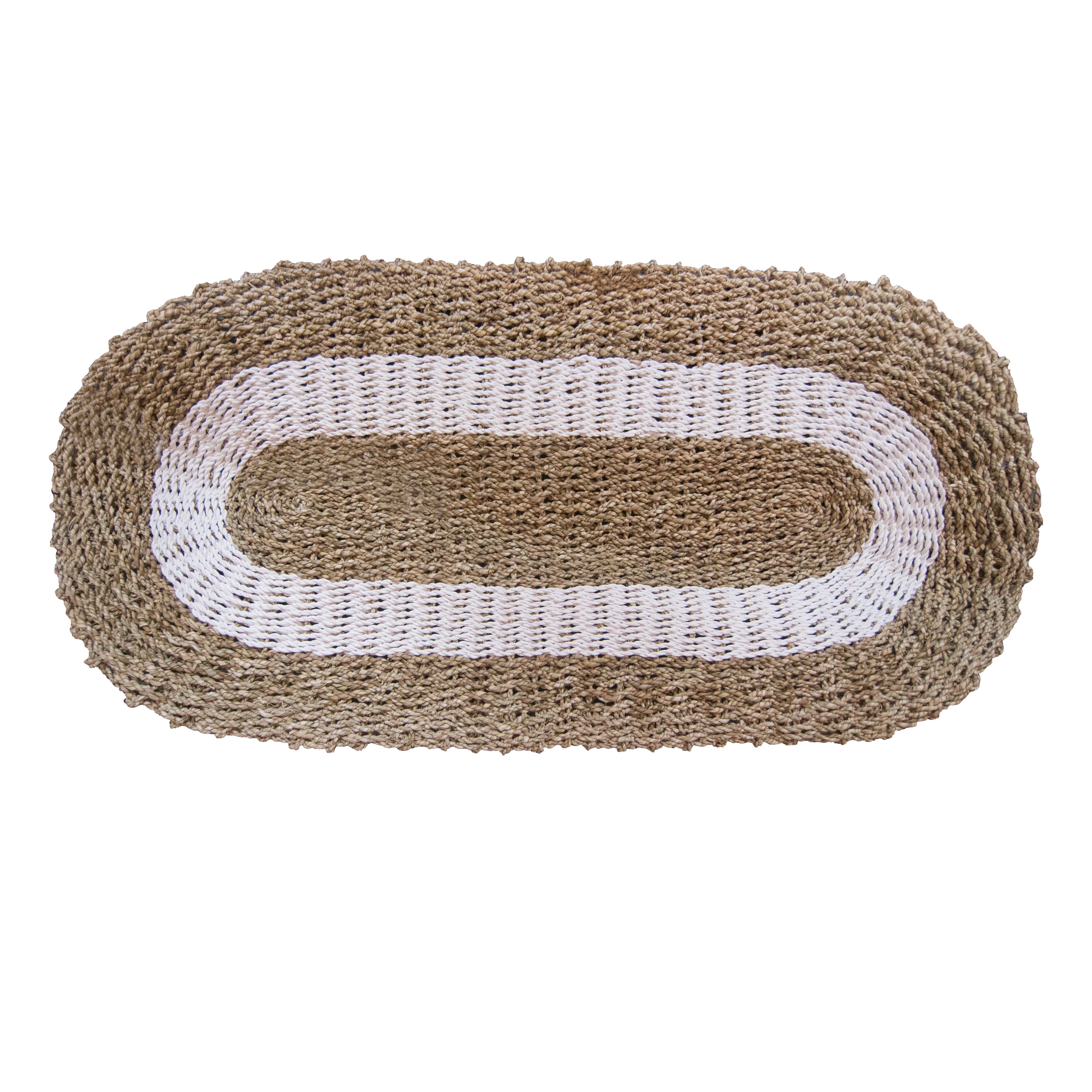 Seagrass Oval Seagrass White & Tan - Classic - 60x120cm Product Image