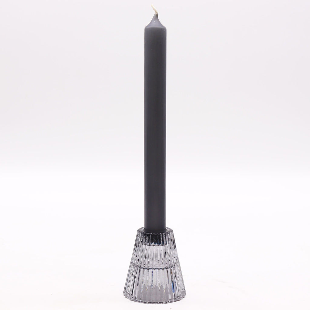 Tealight pressed glass Flip Dinner Candle / Tealight Holder - Midnight Grey