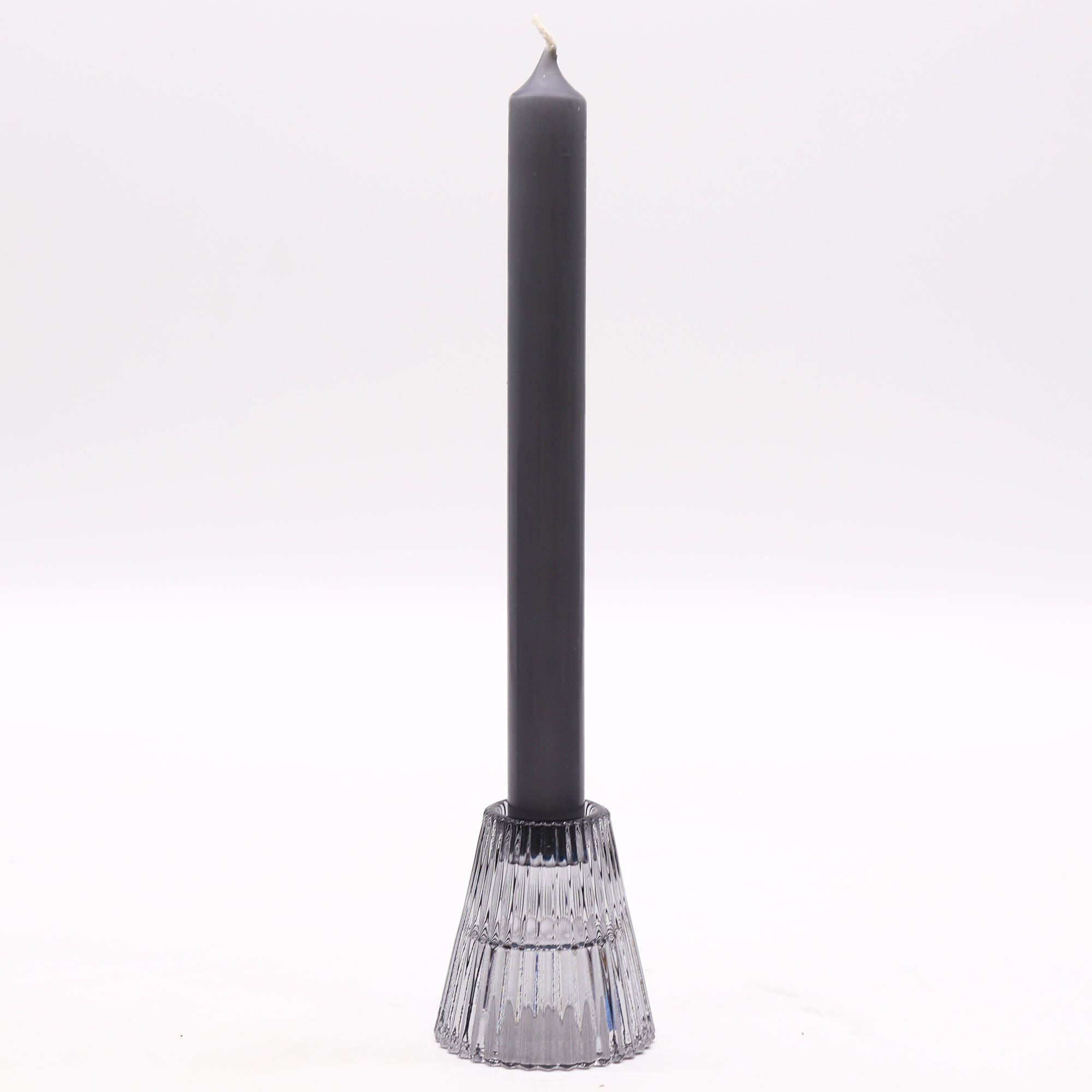 Tealight pressed glass Flip Dinner Candle / Tealight Holder - Midnight Grey