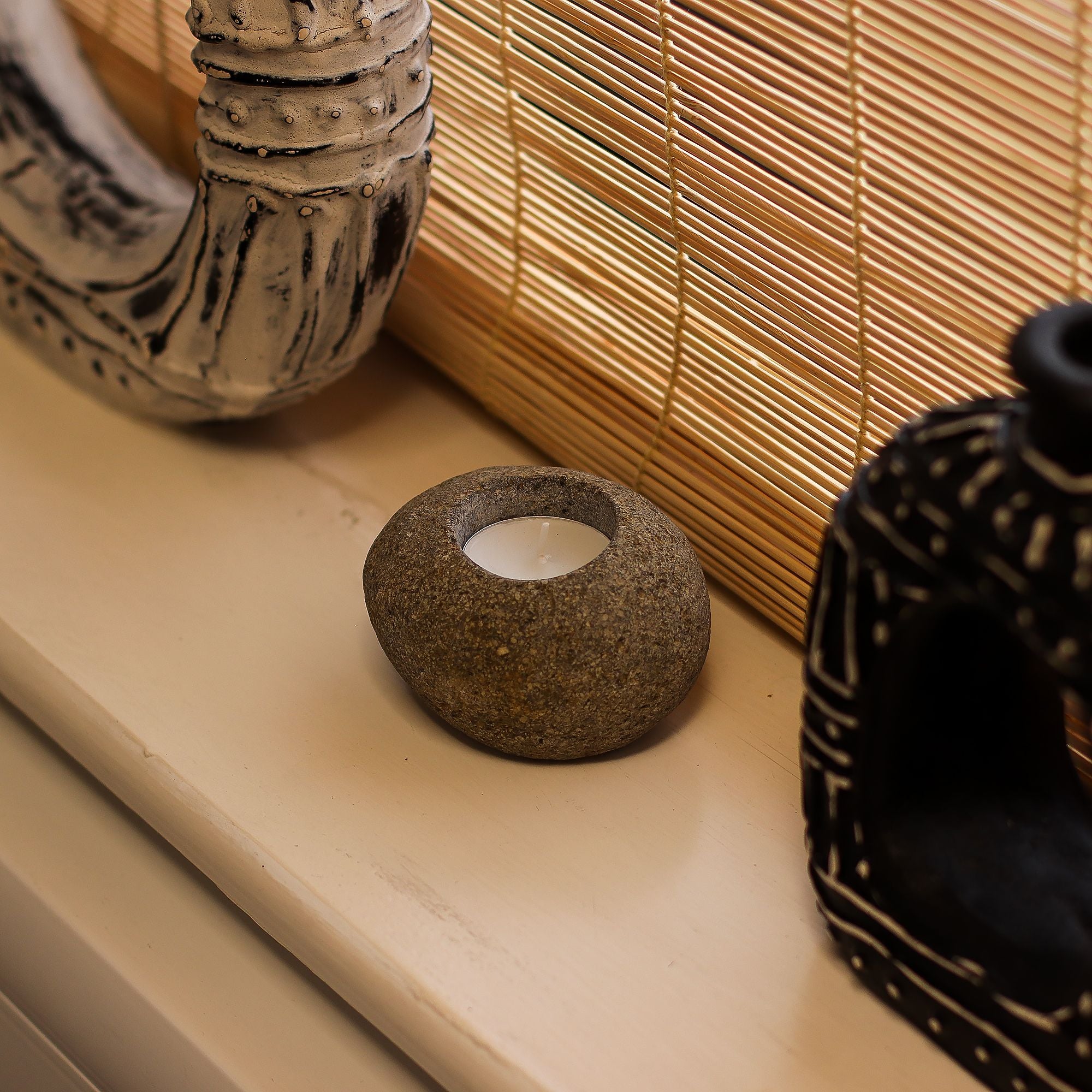 Candle Stand Riverstone Natural Riverstone Candle Holder - Single Nightlight