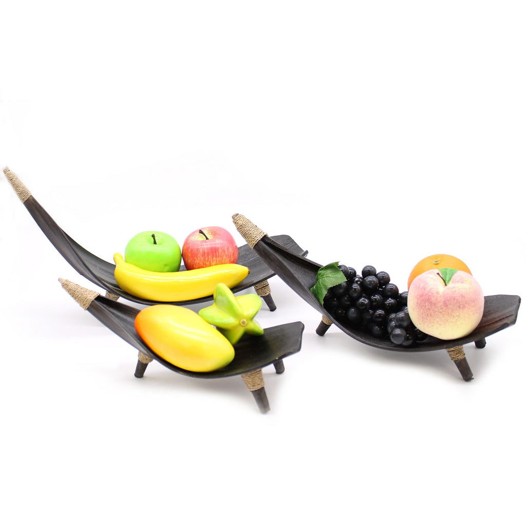 Coconut Coconut Leaf Coconut Leaf Fruit Bowl Set - Black
