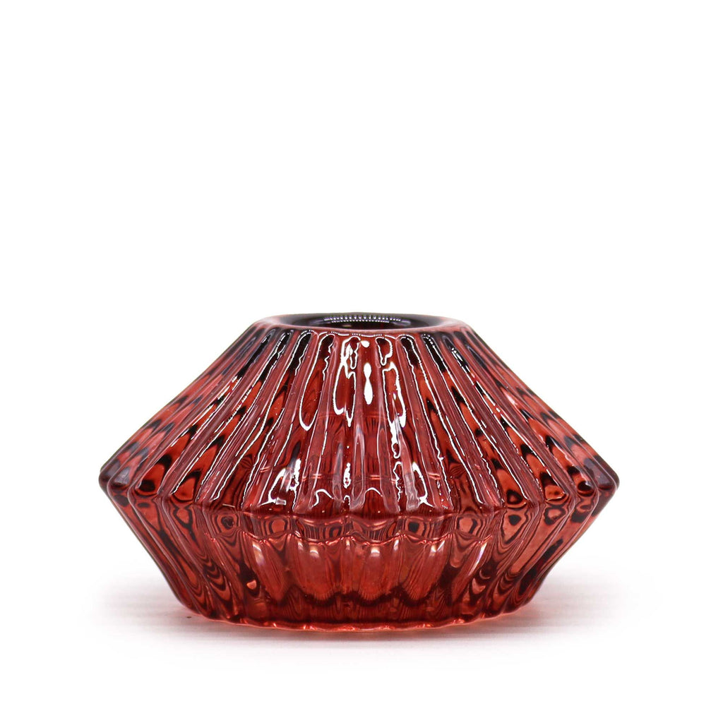 Tealight pressed glass Flower Flip Dinner Candle / Tealight Holder - Vampire Red Product Image