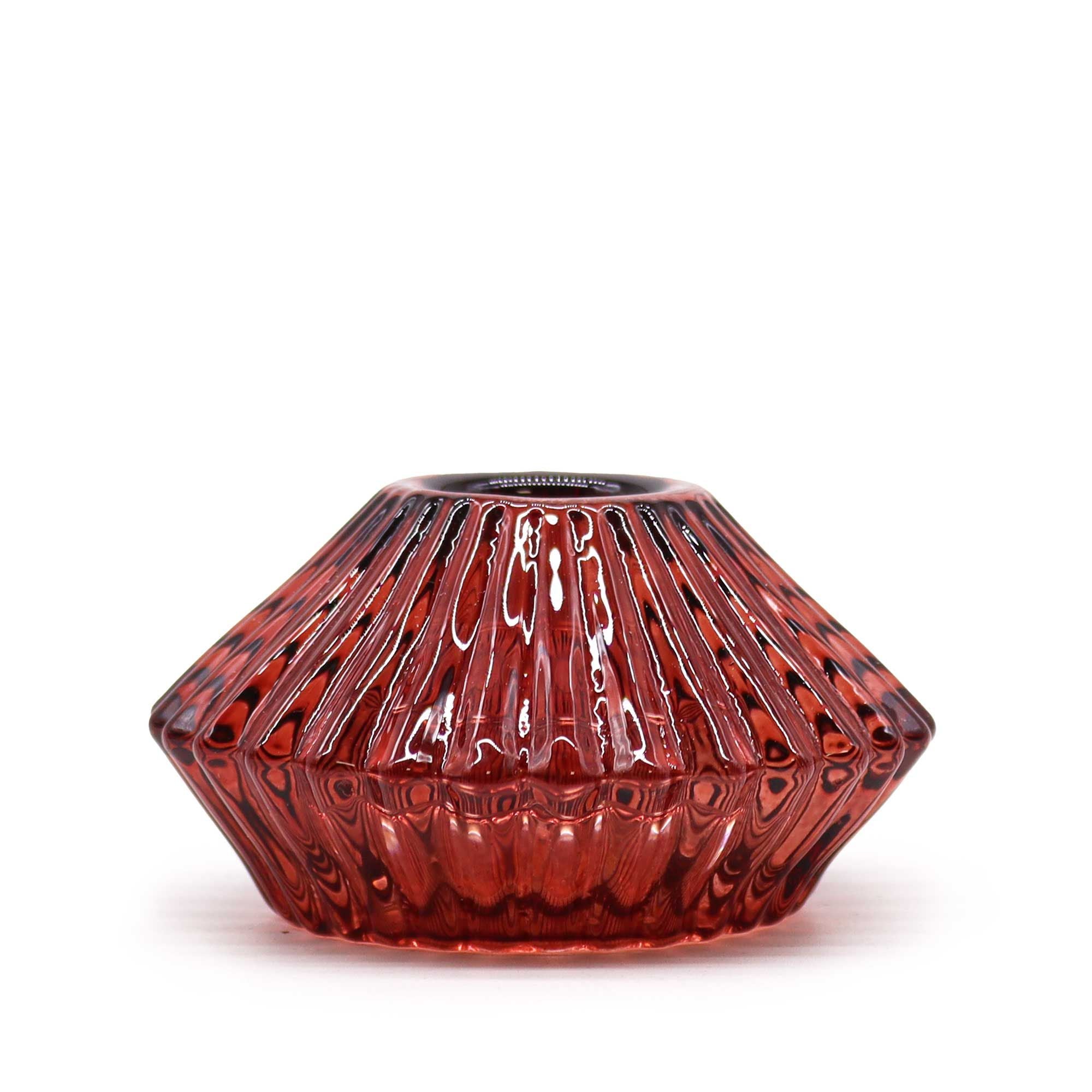 Tealight pressed glass Flower Flip Dinner Candle / Tealight Holder - Vampire Red Product Image
