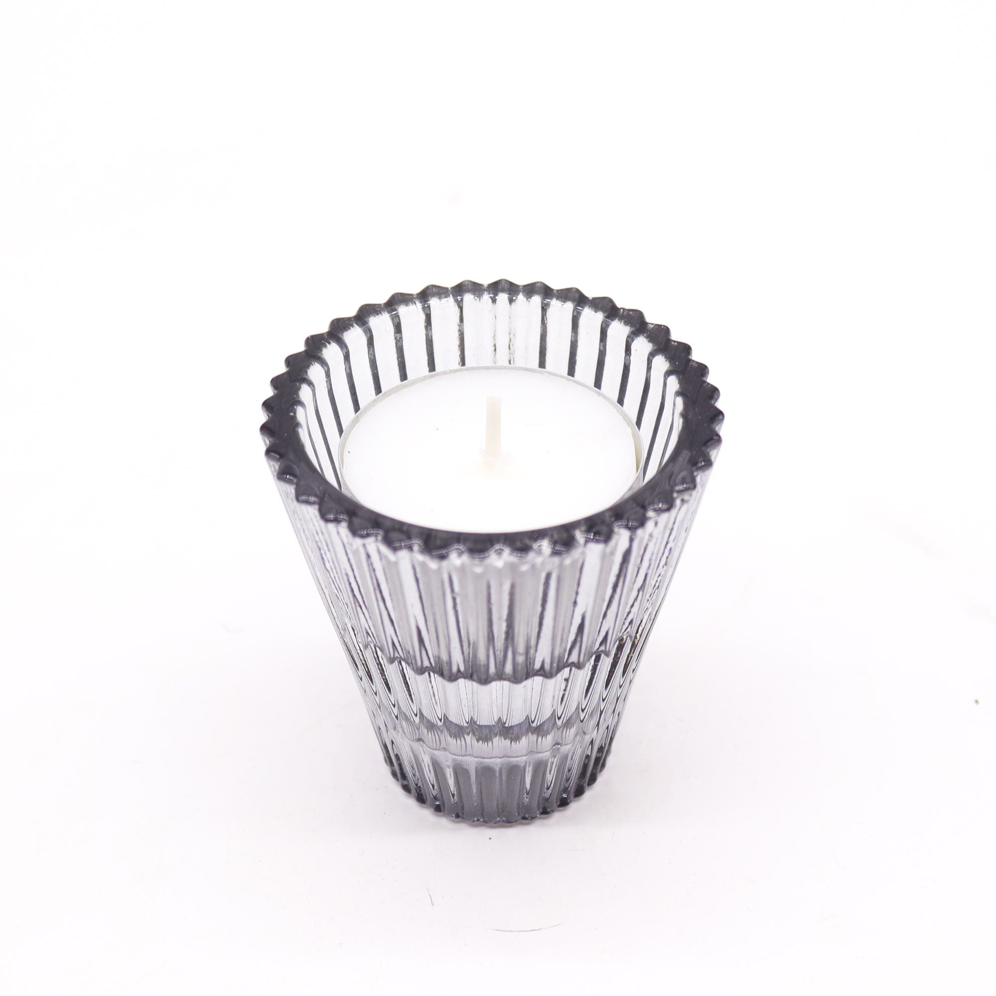 Tealight pressed glass Flip Dinner Candle / Tealight Holder - Midnight Grey