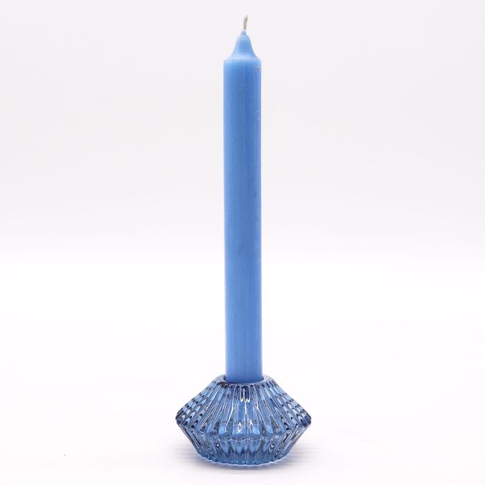 Tealight pressed glass Flower Flip Dinner Candle / Tealight Holder - Royal Blue