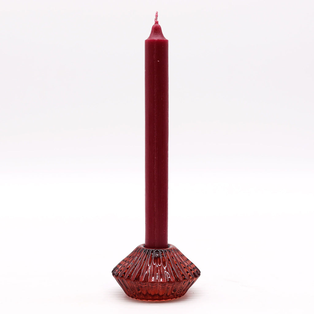 Tealight pressed glass Flower Flip Dinner Candle / Tealight Holder - Vampire Red