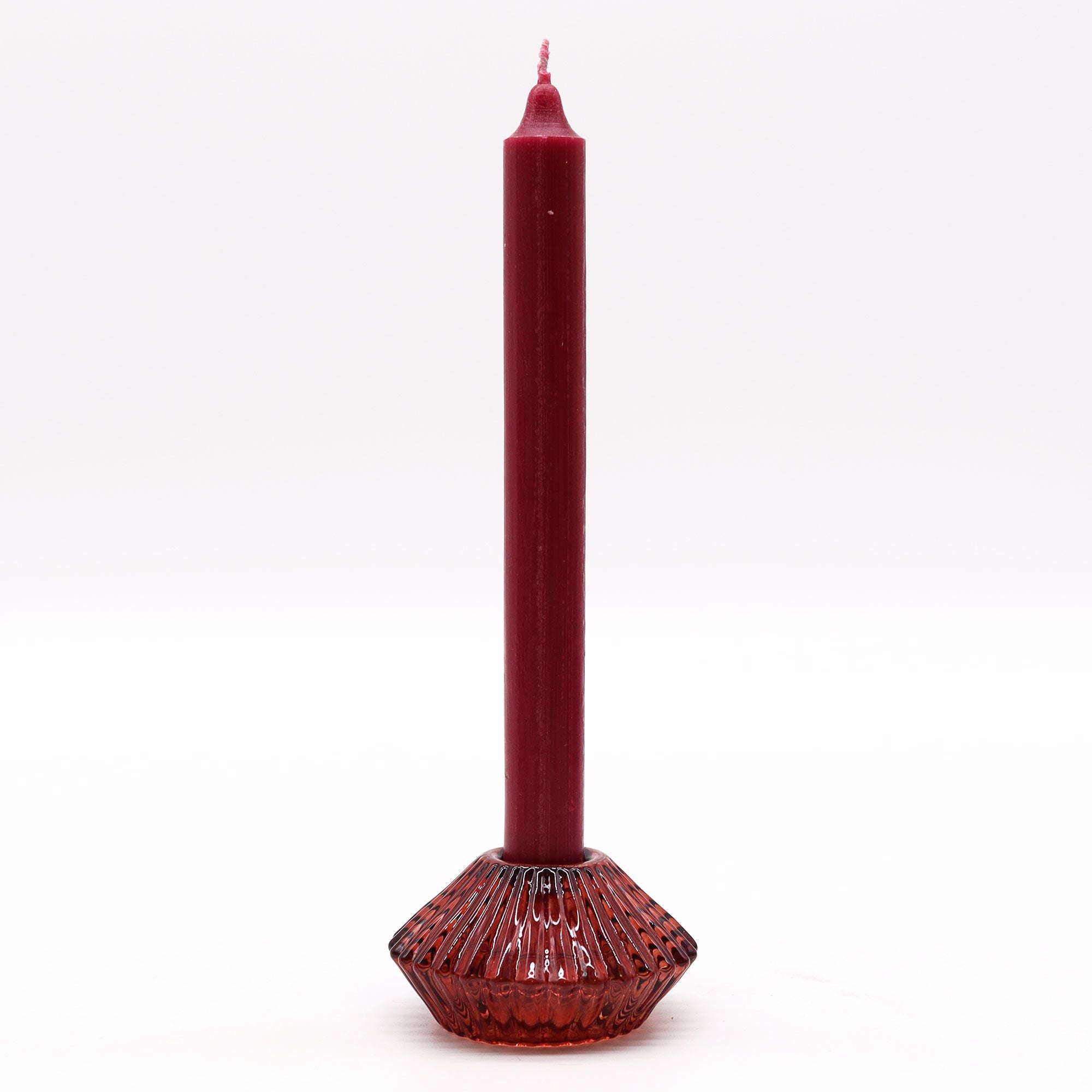 Tealight pressed glass Flower Flip Dinner Candle / Tealight Holder - Vampire Red