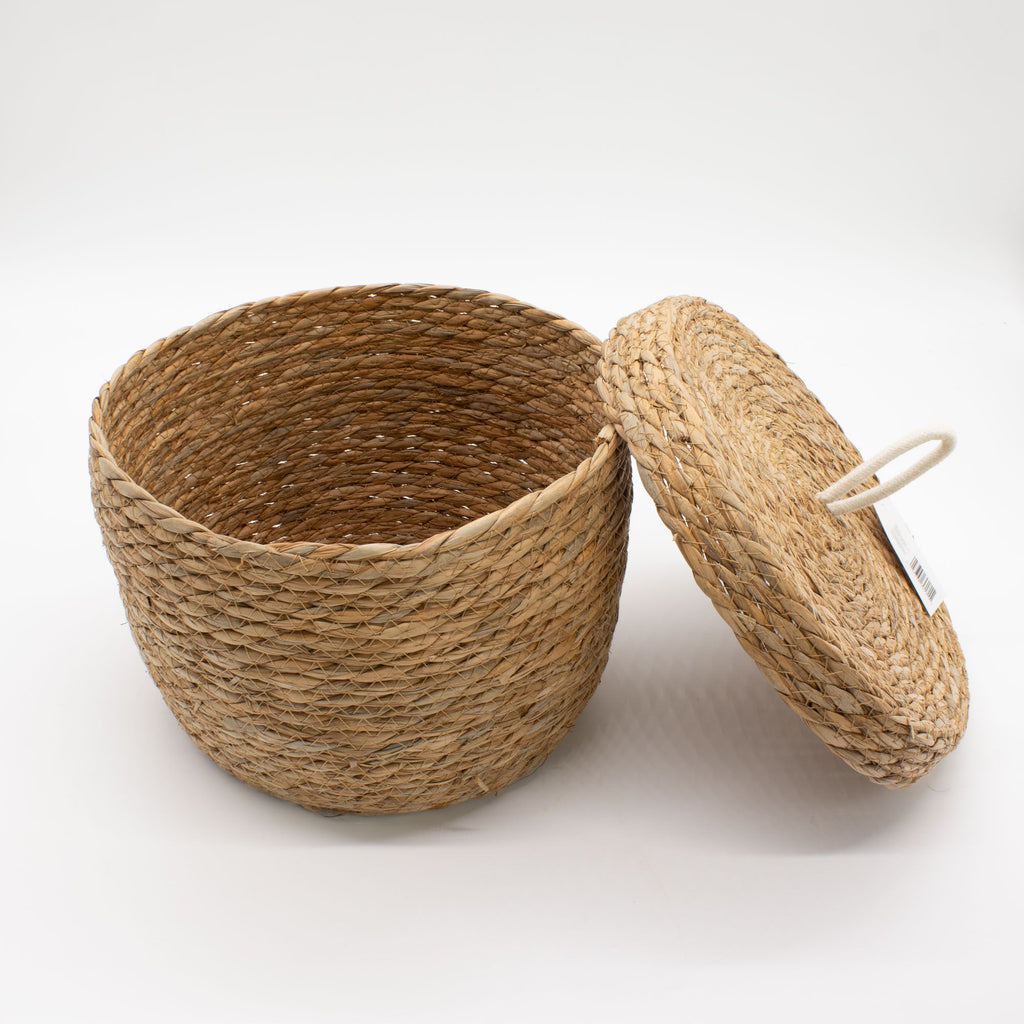 Seagrass Round Baskets with Lids Set of Three
