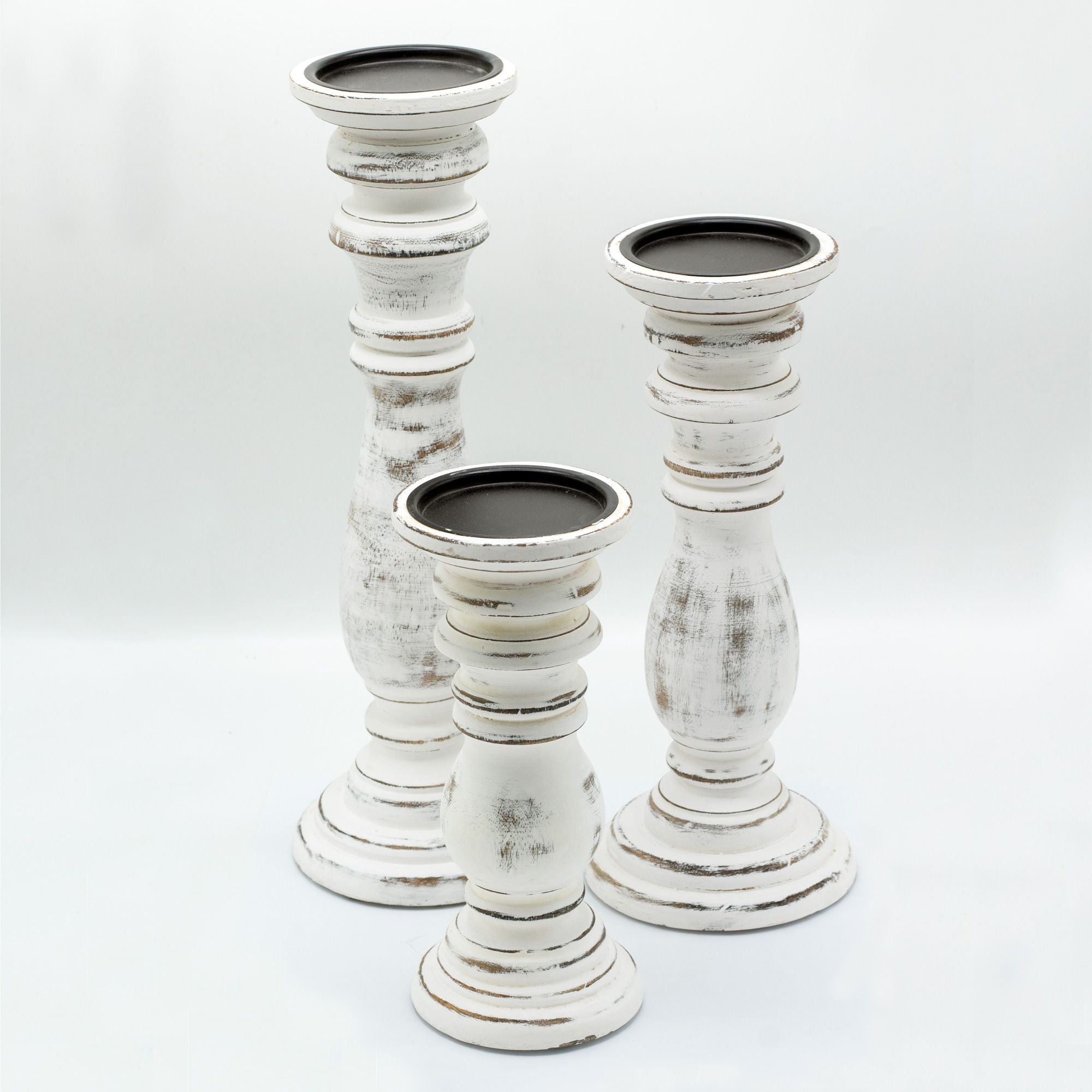 Candle Stand Small Mango Wood Classic Candle Stand - Whitewash - Small