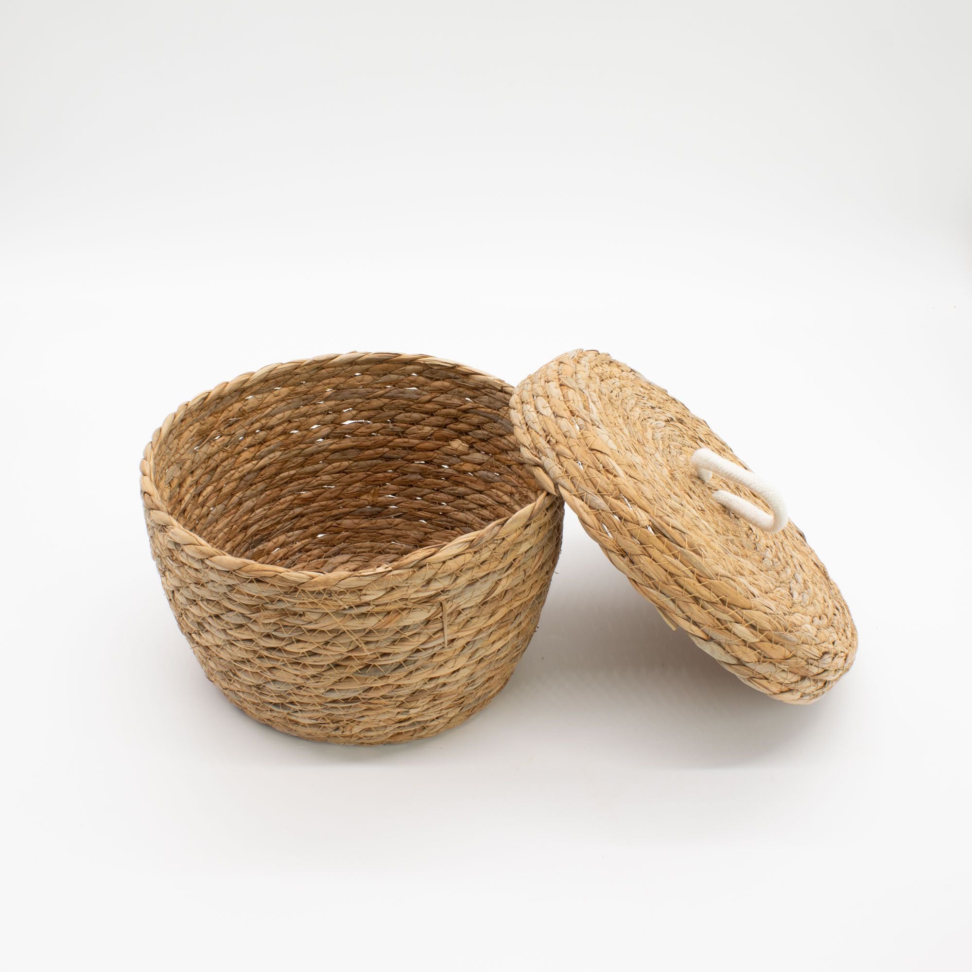 Seagrass Round Baskets with Lids Set of Three
