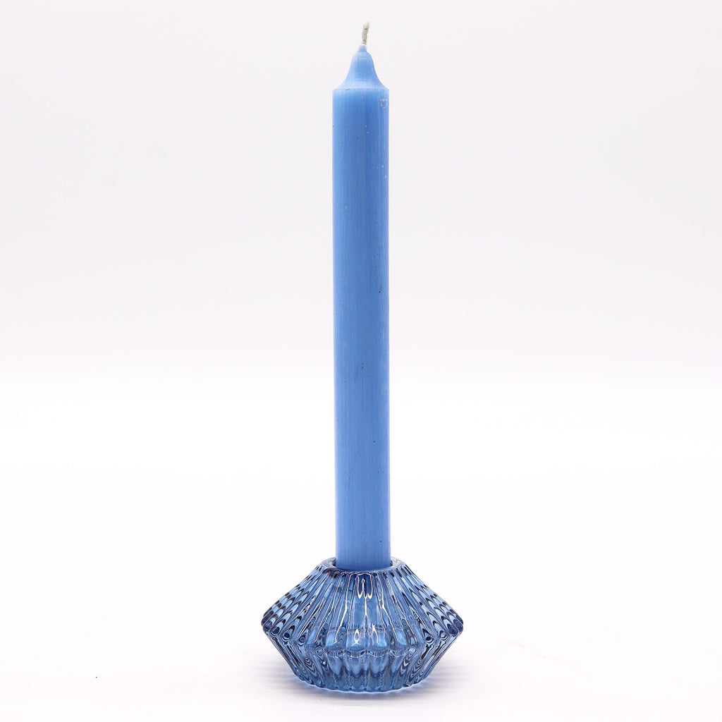 Tealight pressed glass Flower Flip Dinner Candle / Tealight Holder - Royal Blue