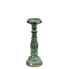 Candle Stand Small Albasia Wood Small Candle Stand - Turquois Gold Product Image