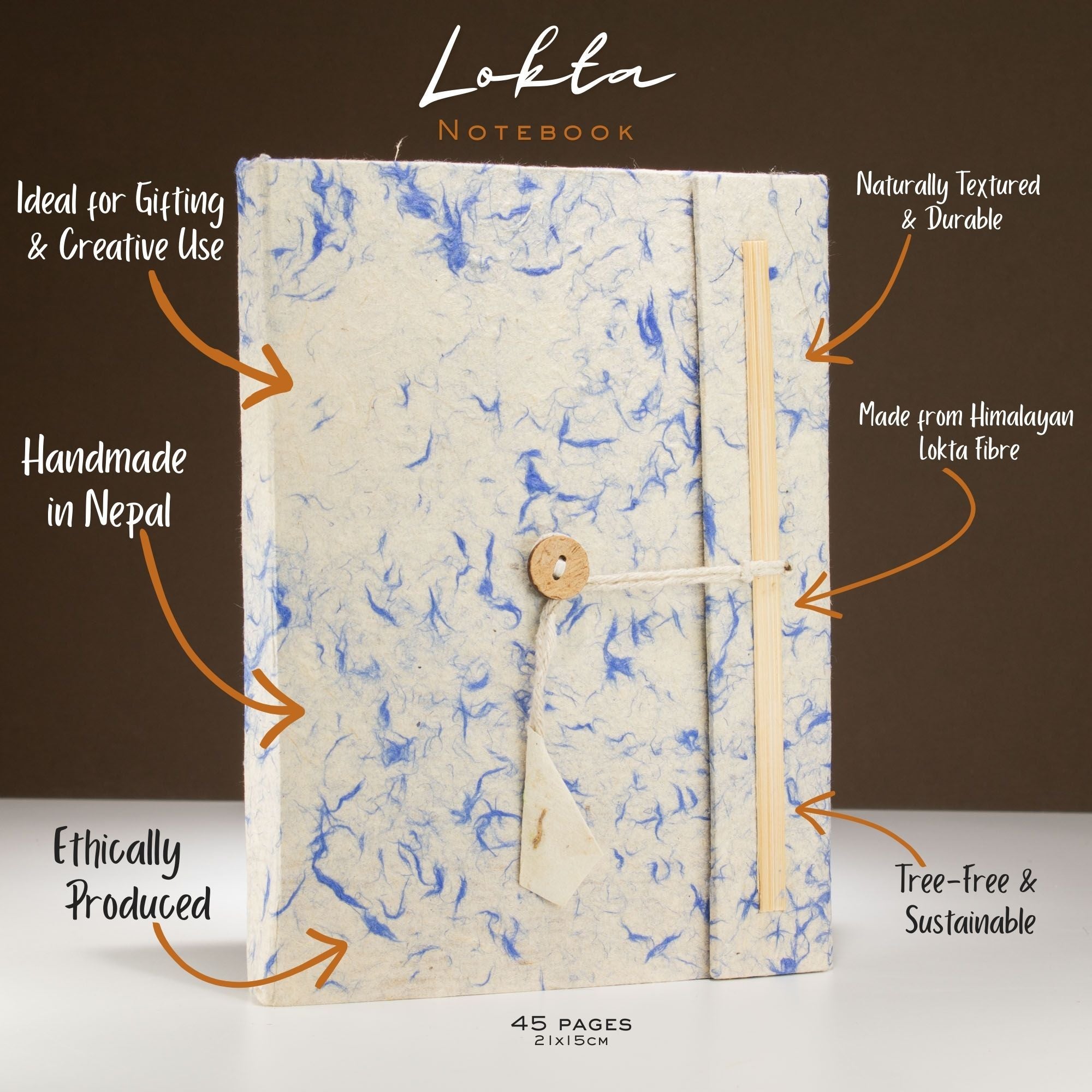 Notebook Large Lokta paper Lokta-Mixed-Blue-Cotton-Notebook