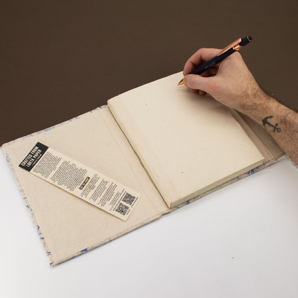 Notebook Large Lokta paper Lokta-Mixed-Blue-Cotton-Notebook