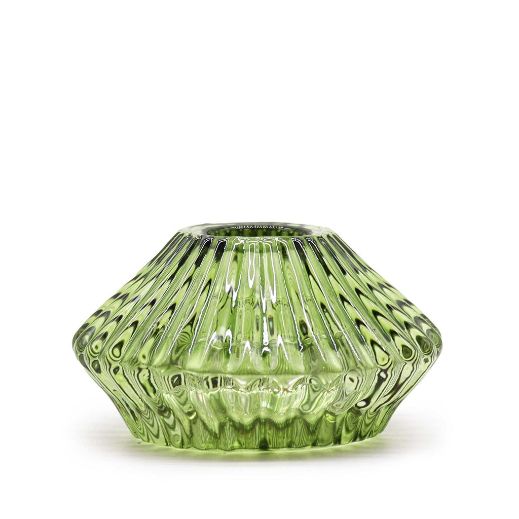 Tealight pressed glass Flower Flip Dinner Candle / Tealight Holder - Garden Jade Product Image