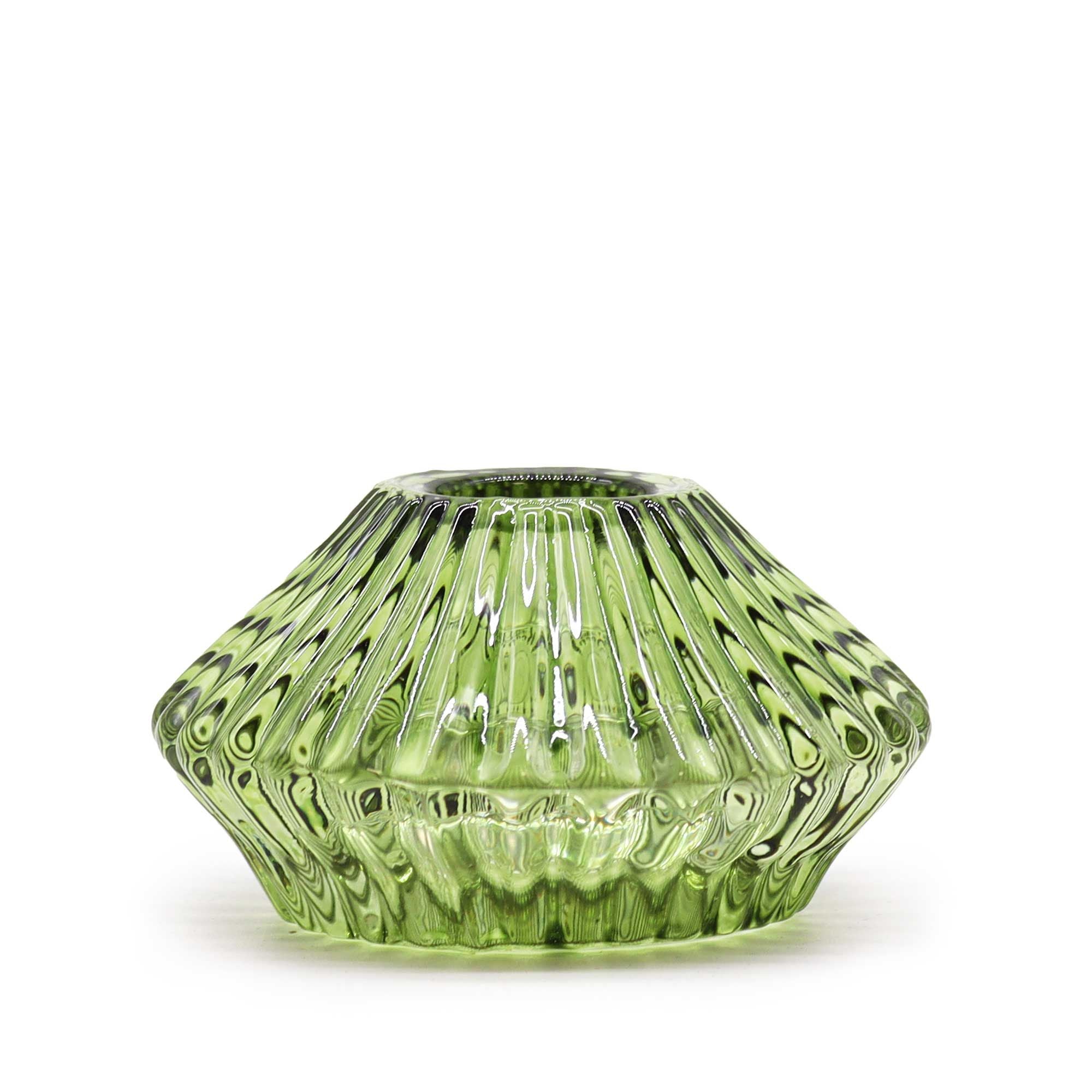 Tealight pressed glass Flower Flip Dinner Candle / Tealight Holder - Garden Jade Product Image