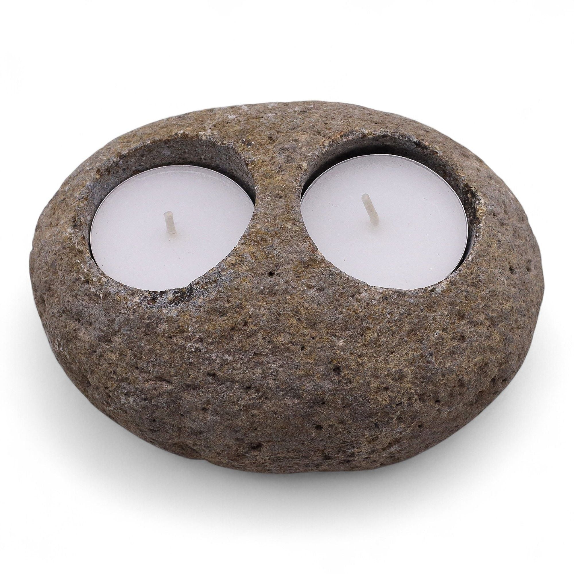 Candle Stand Riverstone Natural Riverstone Candle Holder - Double Nightlight Product Image