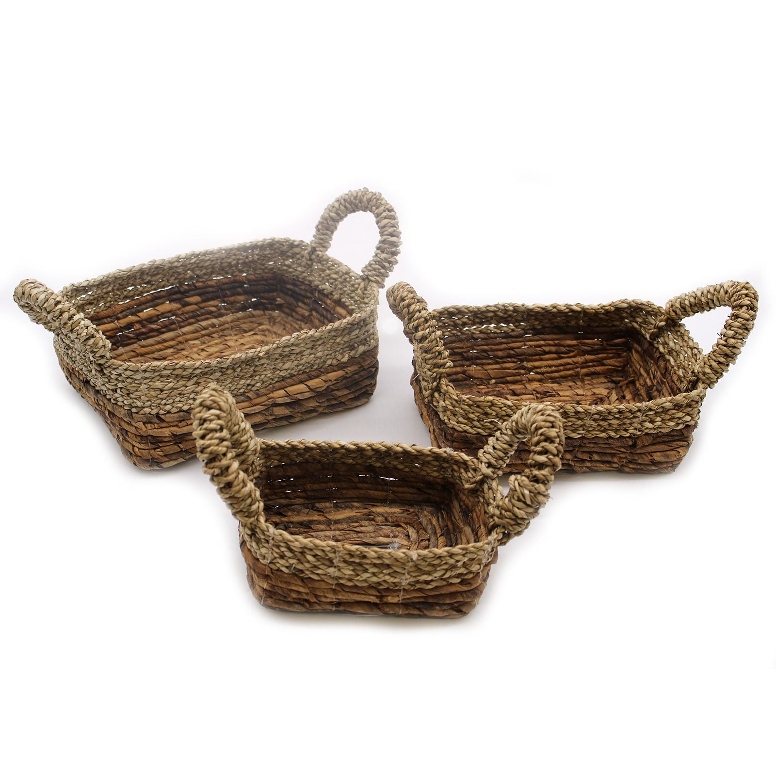 Banana Leaf Banana Leaf & Seagrass Square Basket Set of Three