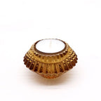 Tealight pressed glass Flower Flip Dinner Candle / Tealight Holder - Antique Amber