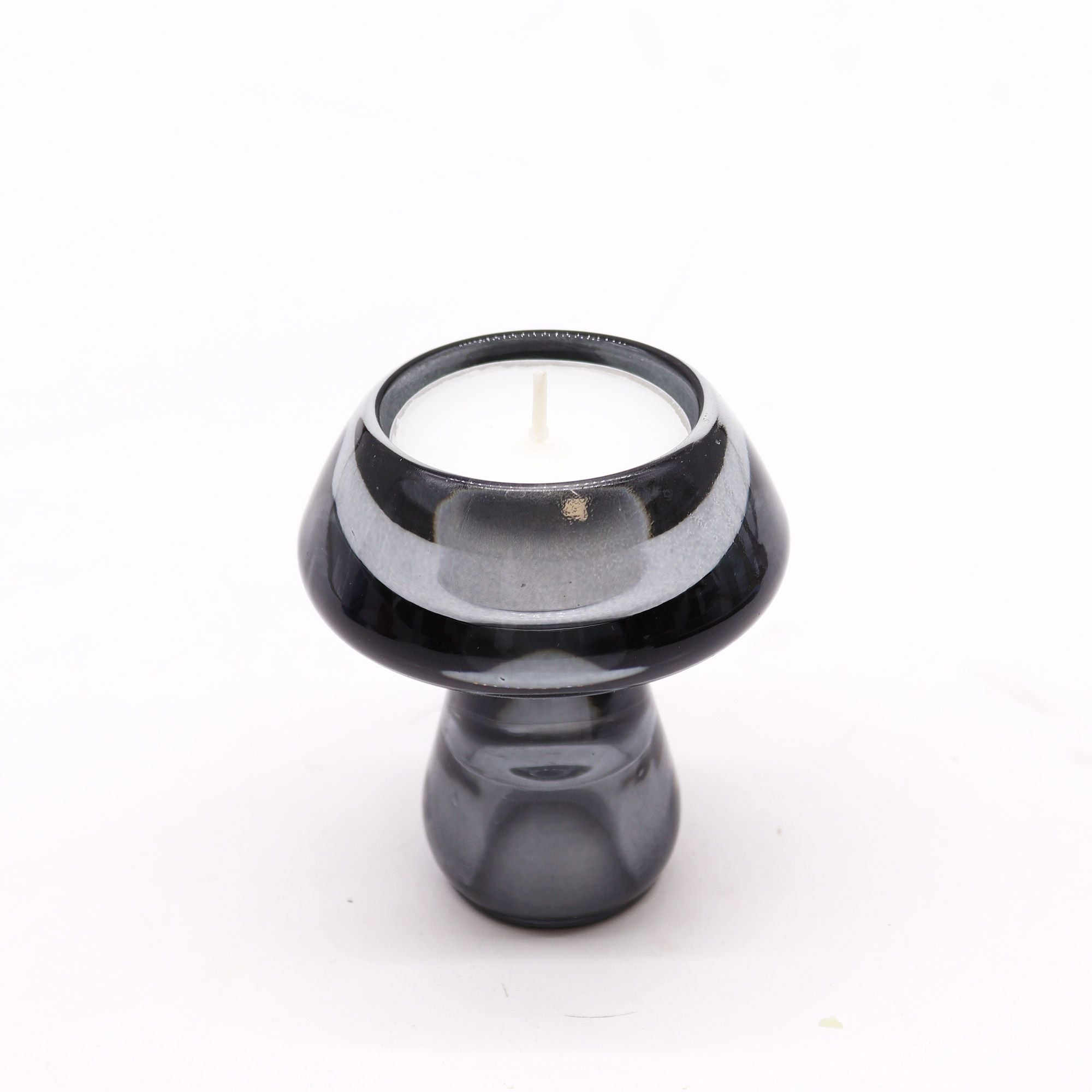 Tealight pressed glass Mushroom Flip Dinner Candle / Tealight Holder - Midnight Grey