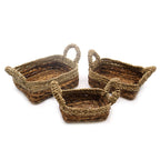 Banana Leaf Banana Leaf & Seagrass Square Basket Set of Three