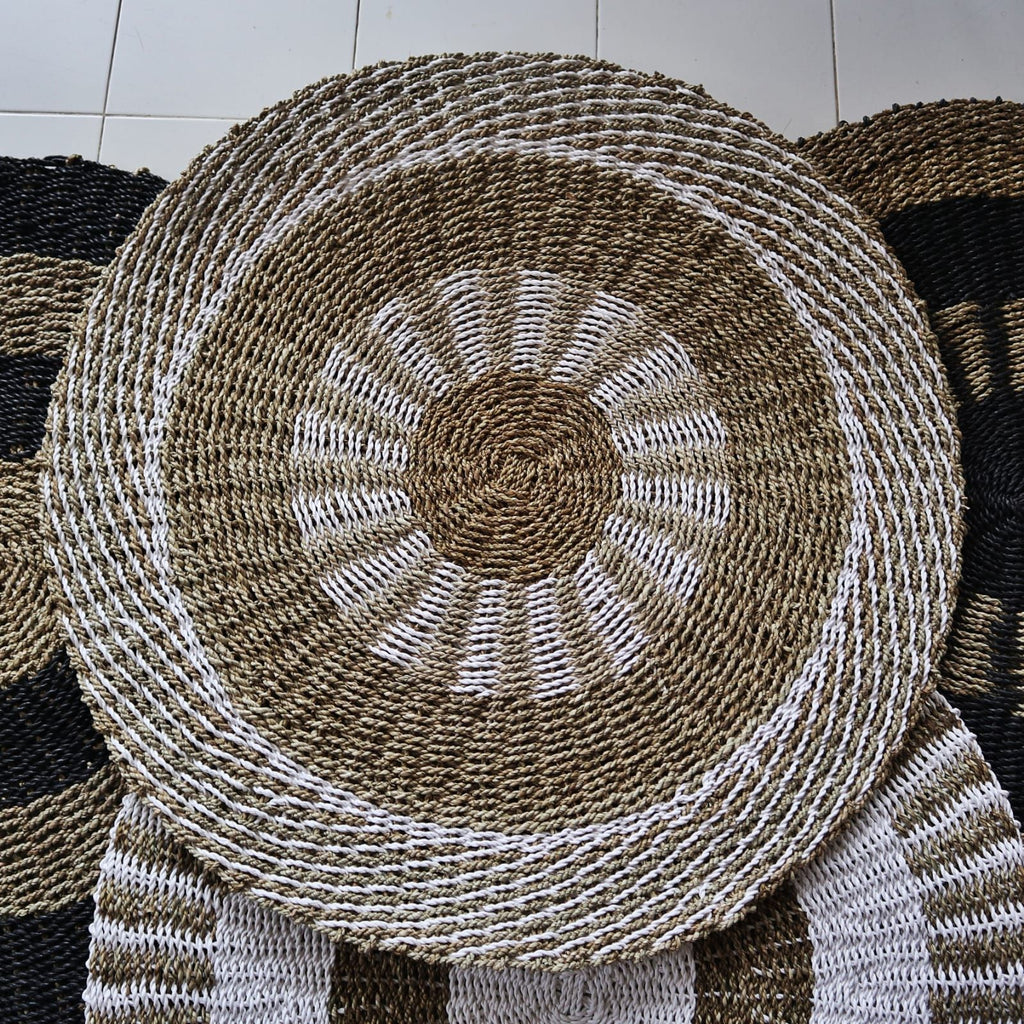 Seagrass Round Seagrass White Tan Sun 1m