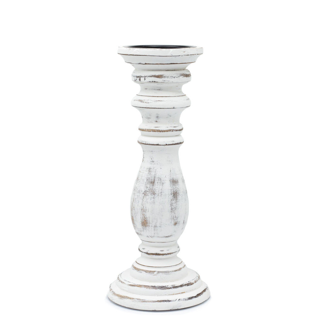 Candle Stand Medium Mango Wood Classic Candle Stand - Whitewash - Medium Product Image