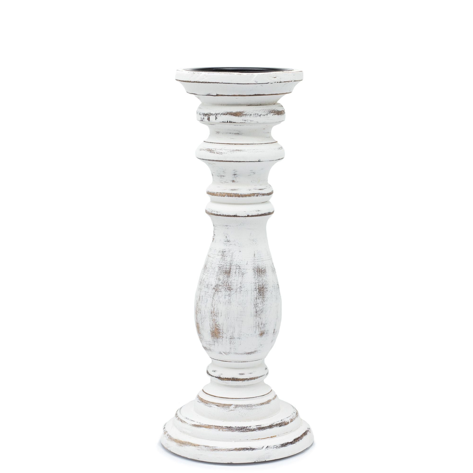 Candle Stand Medium Mango Wood Classic Candle Stand - Whitewash - Medium Product Image