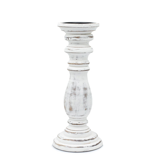 Candle Stand Medium Mango Wood Classic Candle Stand - Whitewash - Medium Product Image