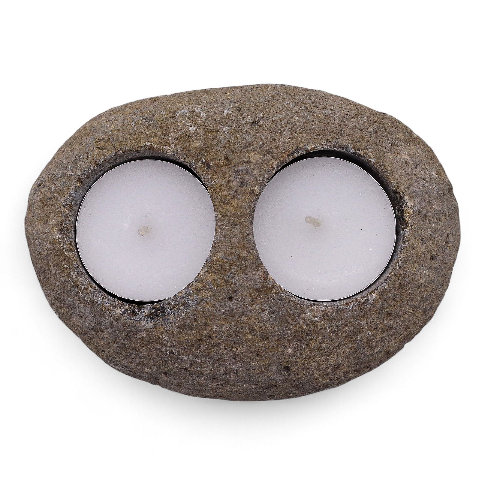 Candle Stand Riverstone Natural Riverstone Candle Holder - Double Nightlight