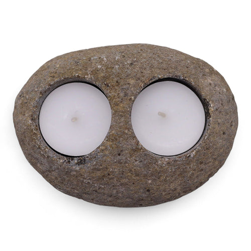 Candle Stand Riverstone Natural Riverstone Candle Holder - Double Nightlight