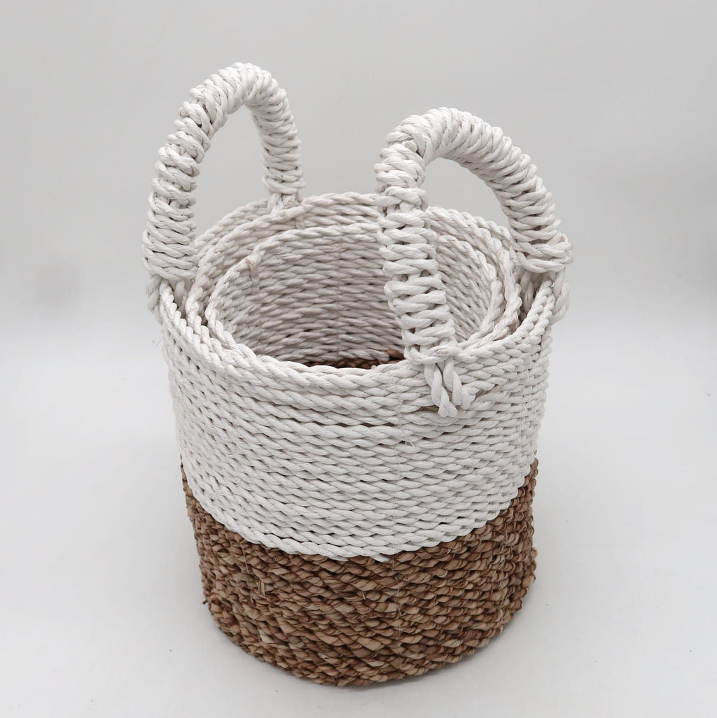 Seagrass Basket Set Natural White