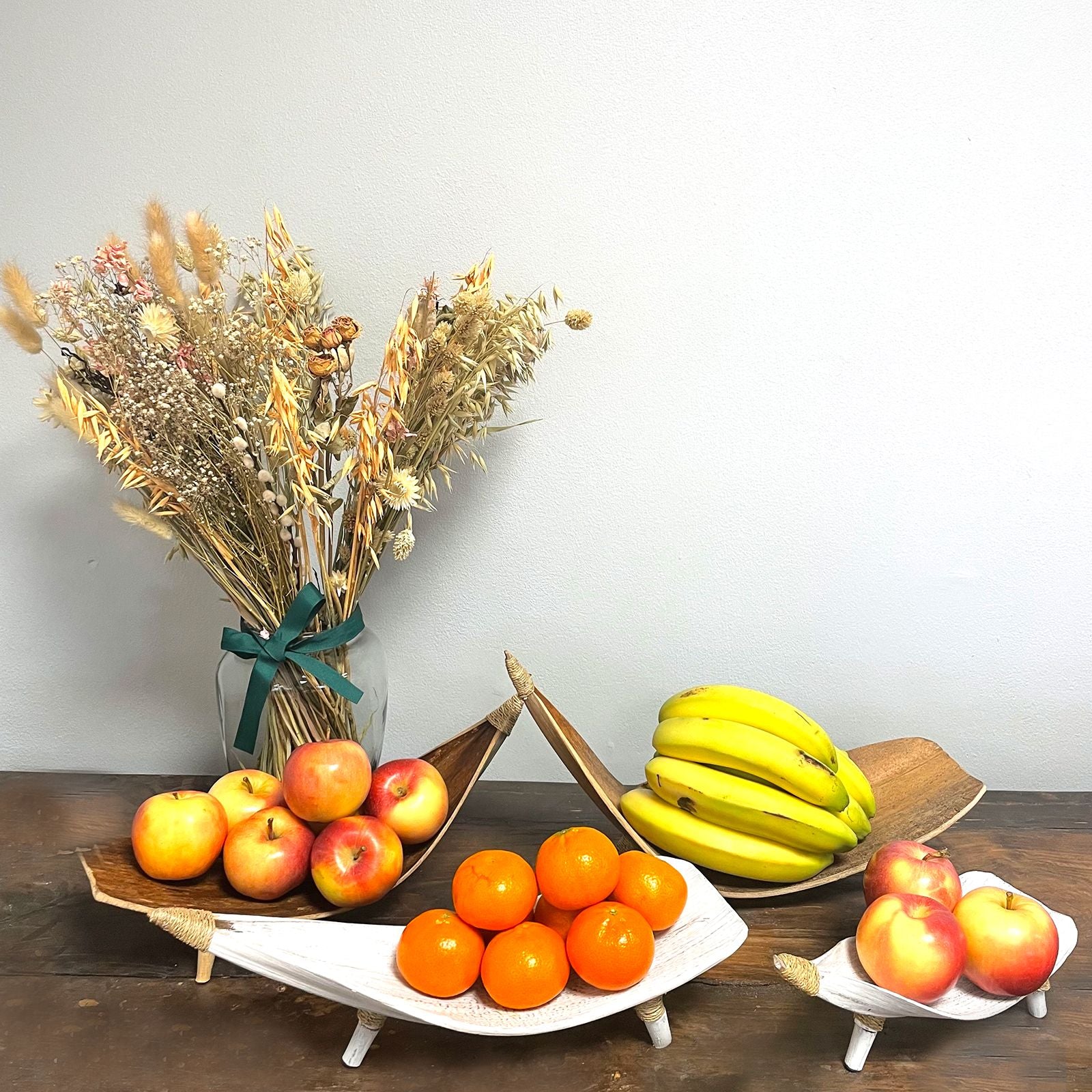 Coconut Coconut Leaf Coconut Leaf Fruit Bowl Set - Whitewash