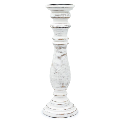 Candle Stand Large Mango Wood Classic Candle Stand - Whitewash - Large Product Image