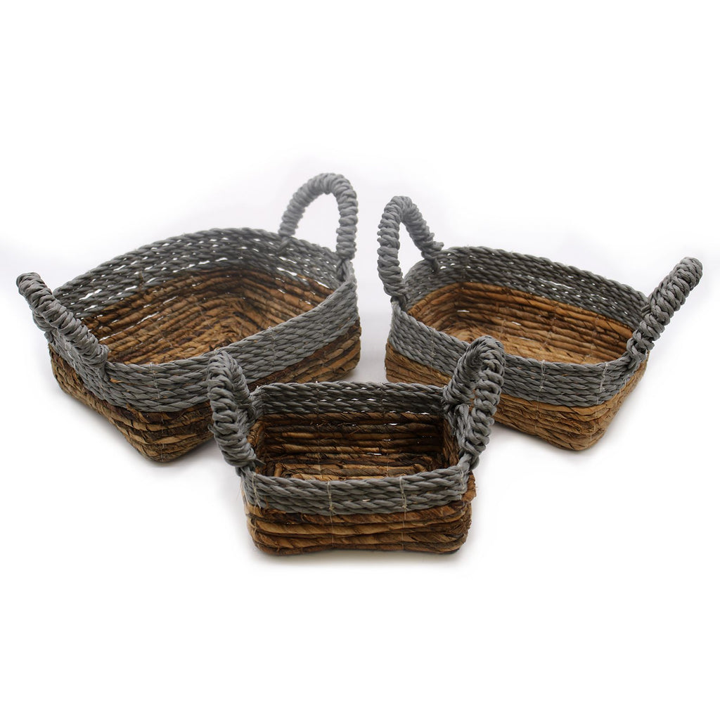 Banana Leaf Banana leaf Square Raffia Basket Set of Three