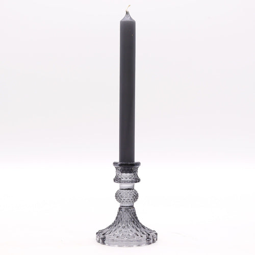Candle Stand pressed glass Vintage Dinner Candle Holder - Midnight Grey