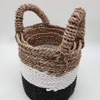 Seagrass Basket Set Dark Grey White Natural