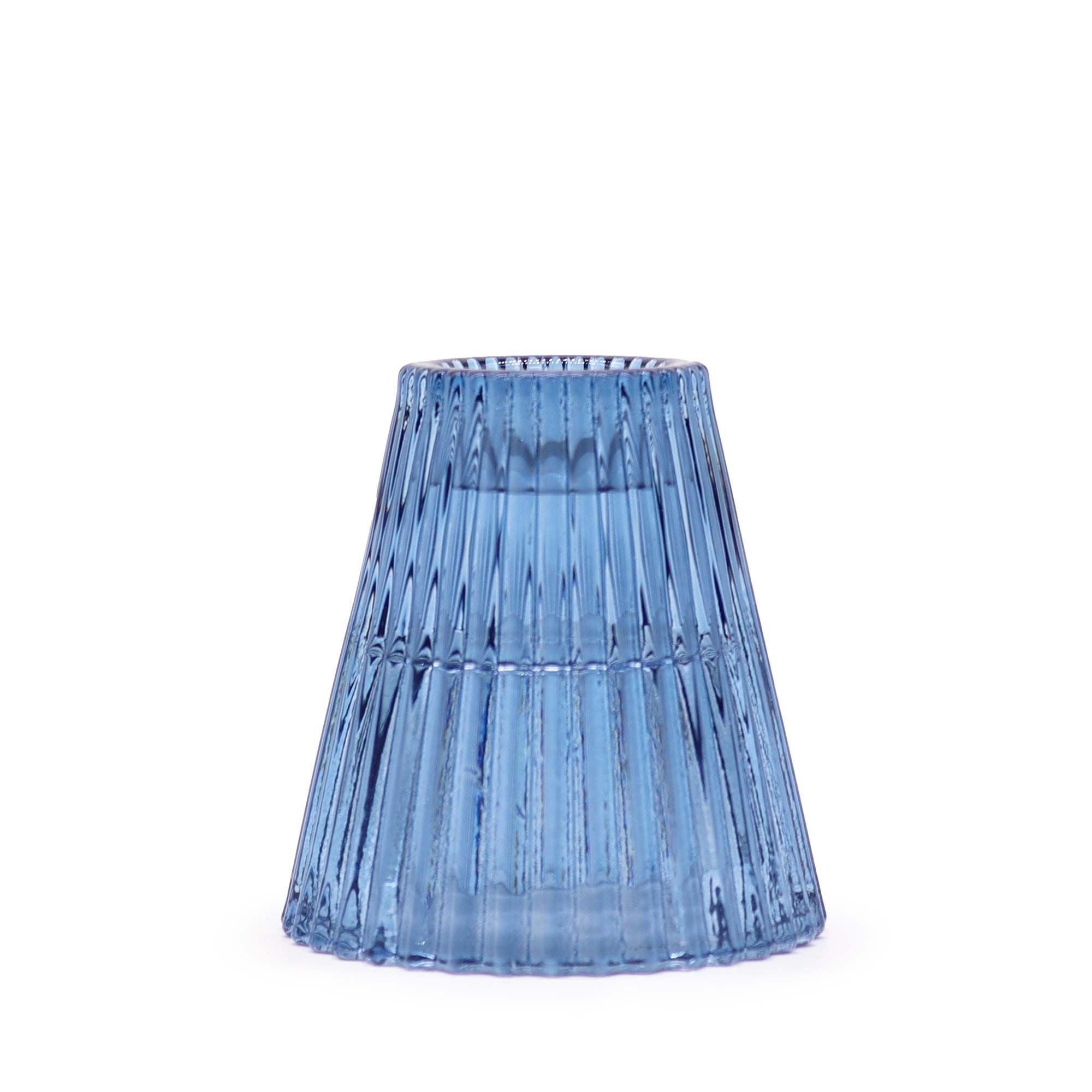 Tealight pressed glass Flip Dinner Candle / Tealight Holder - Royal Blue Product Image
