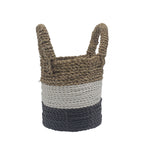 Seagrass Basket Set Dark Grey White Natural