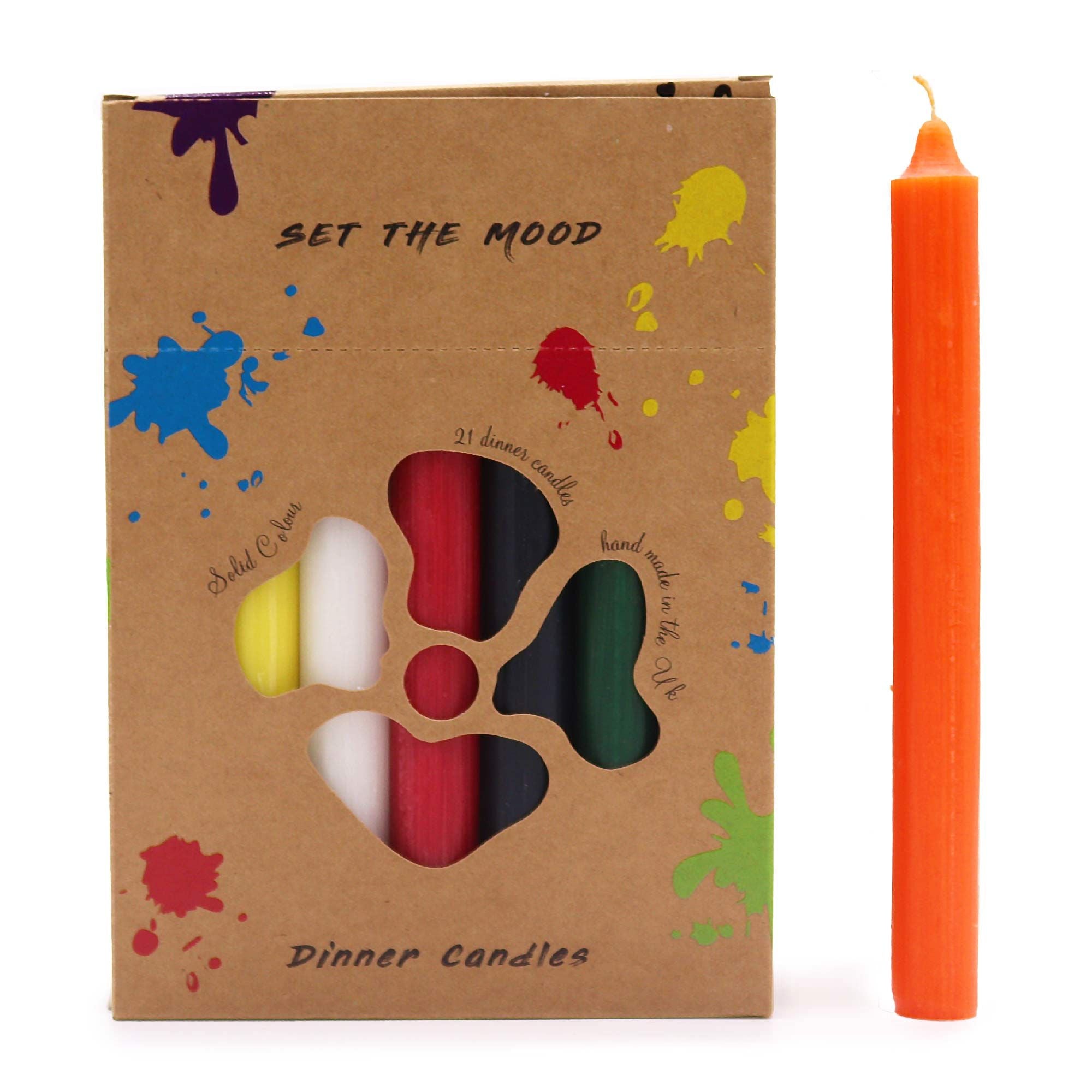 Candle paraffin wax Solid Colour Dinner Candle Set - Pack of 21 - Mix of 7 Colours Pack of 21 Product Image