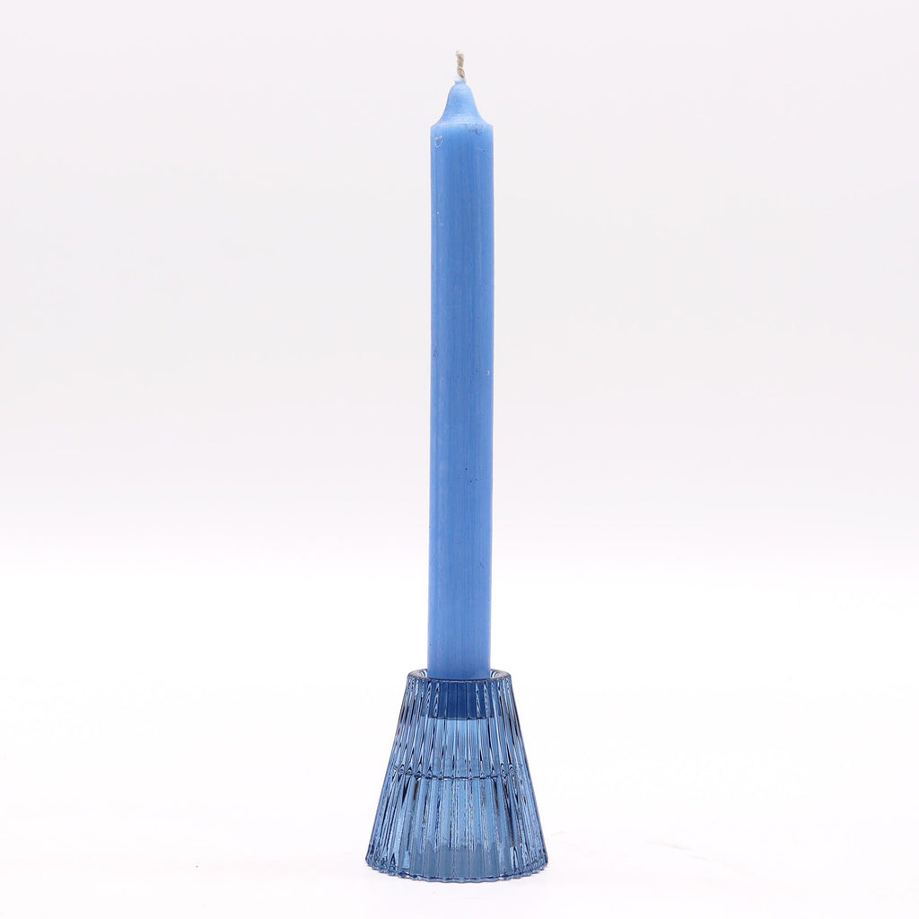 Tealight pressed glass Flip Dinner Candle / Tealight Holder - Royal Blue