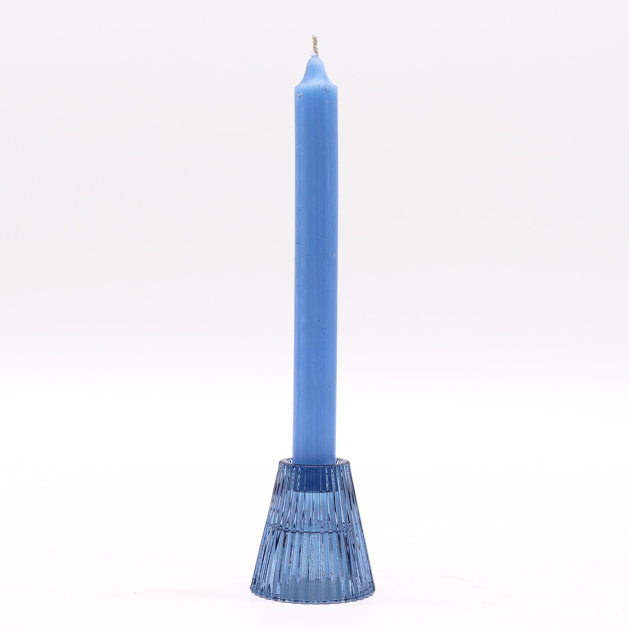 Tealight pressed glass Flip Dinner Candle / Tealight Holder - Royal Blue