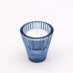Tealight pressed glass Flip Dinner Candle / Tealight Holder - Royal Blue